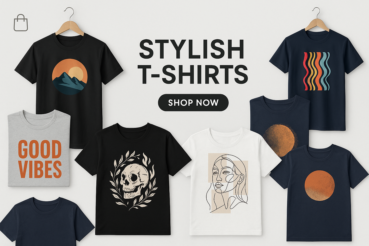 Generate a bannar for the send banner as T-Shirts with some print on it